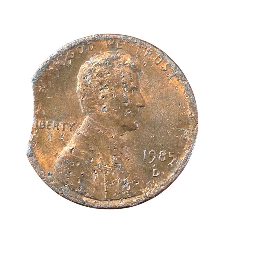 1985d Clipped Planchet Lincoln Memorial Cent Penny Error Variety Coin READ